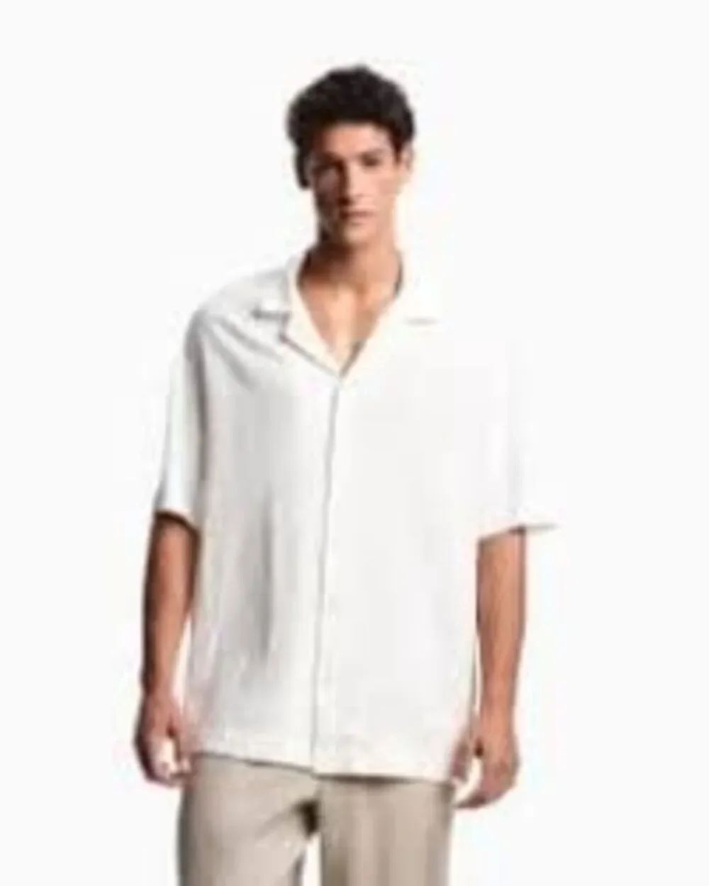Emporio Armani XXL Relaxed Short Sleeve Button Down White Coastal Vacation NEW
